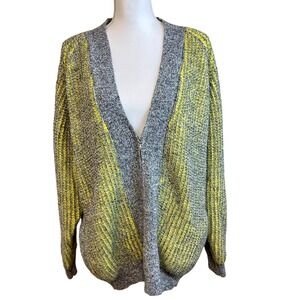 Vintage Y2K ESPRIT Neon Knit Zip Cardigan Sweater Oversized 90s Cozy Rave Twee